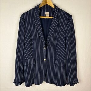 Chico's Blue Stripe Pearl Button Blazer Jacket